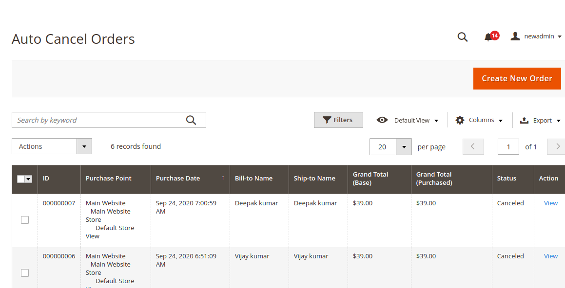 Auto cancel order listing