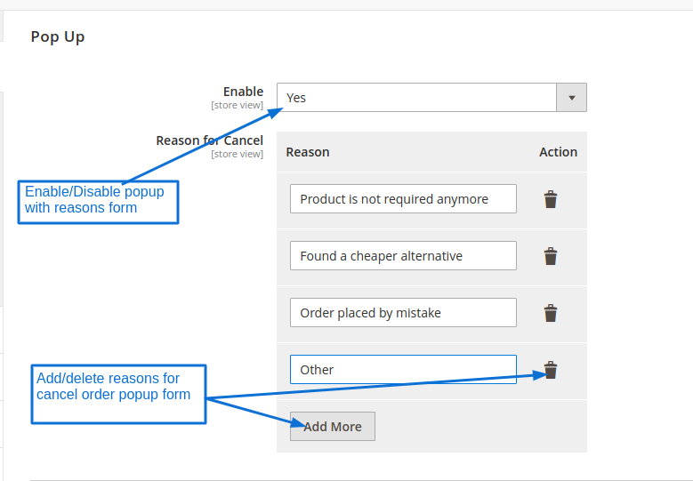 Show Cancel order popup